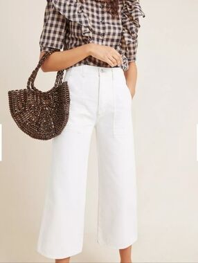 Citizens Of Humanity White Cropped Wide-Leg Jeans